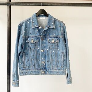 Sandro Nelli Studded Mirror Denim Jacket